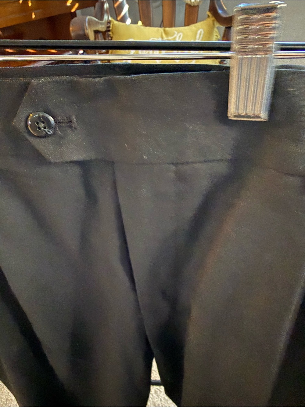 Classic Fit Sharkskin Black Men's Dress Pants - Travel Collection - Picture 6 of 8